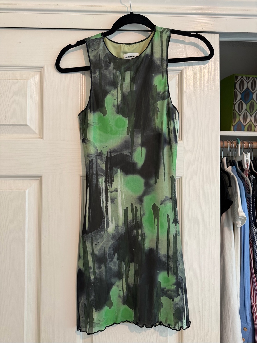 superdown Green & Black Abstract Mini Dress